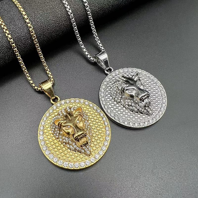 Rhinestone Necklace – Statement Hip Hop Lion Head Pendant