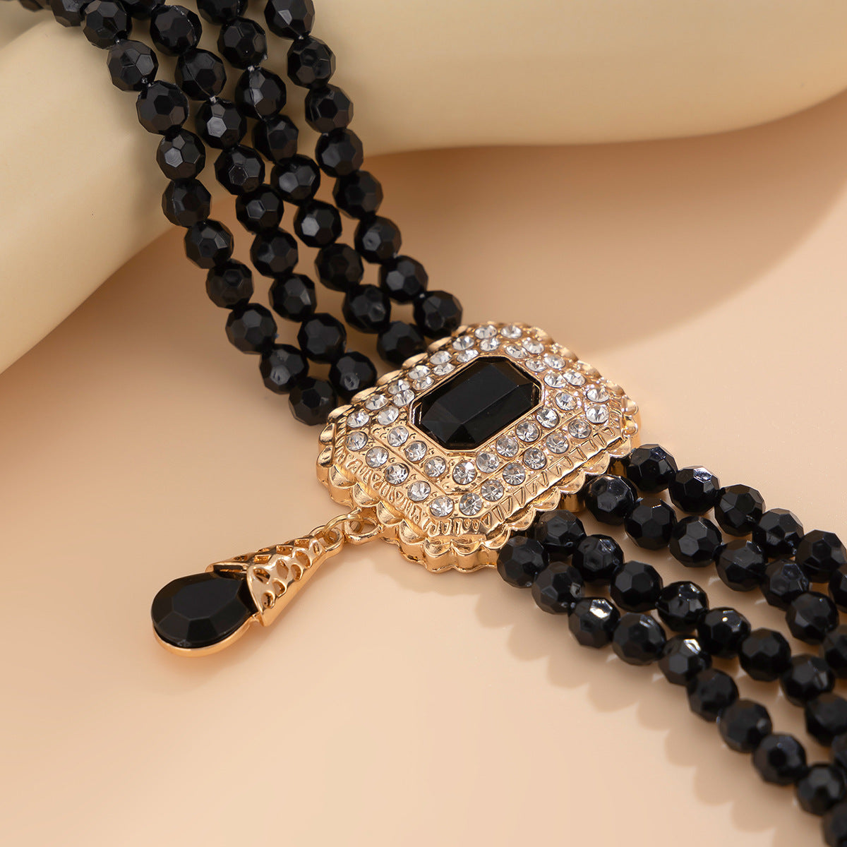 French Crystal Square Layered Choker