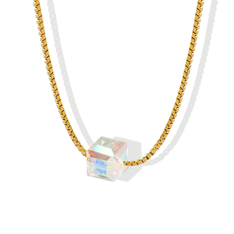 Glamorous 18K Gold Plated Crystal Pendant Necklace by Planderful Collection