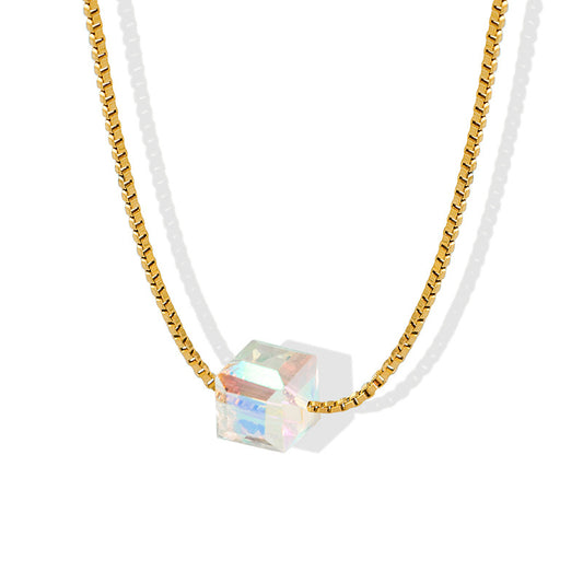 Glamorous 18K Gold Plated Crystal Pendant Necklace by Planderful Collection