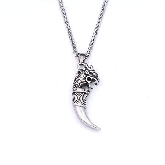 European And American Men's Wolf Tooth Necklace Trendy Stainless Steel Hip-Hop Jewelry