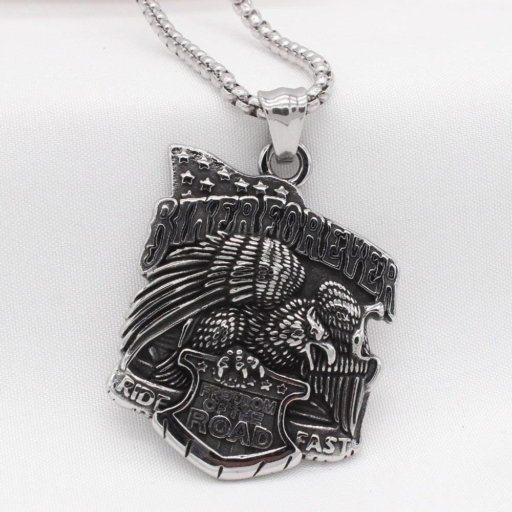 Personalized Retro Highway 66 Eagle Men's Titanium Steel Pendant for Wholesale in European and American Jewelry