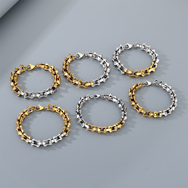 Diy – Two-Color Layered Chain Bamboo Chain Titanium Steel Men's Bracelet