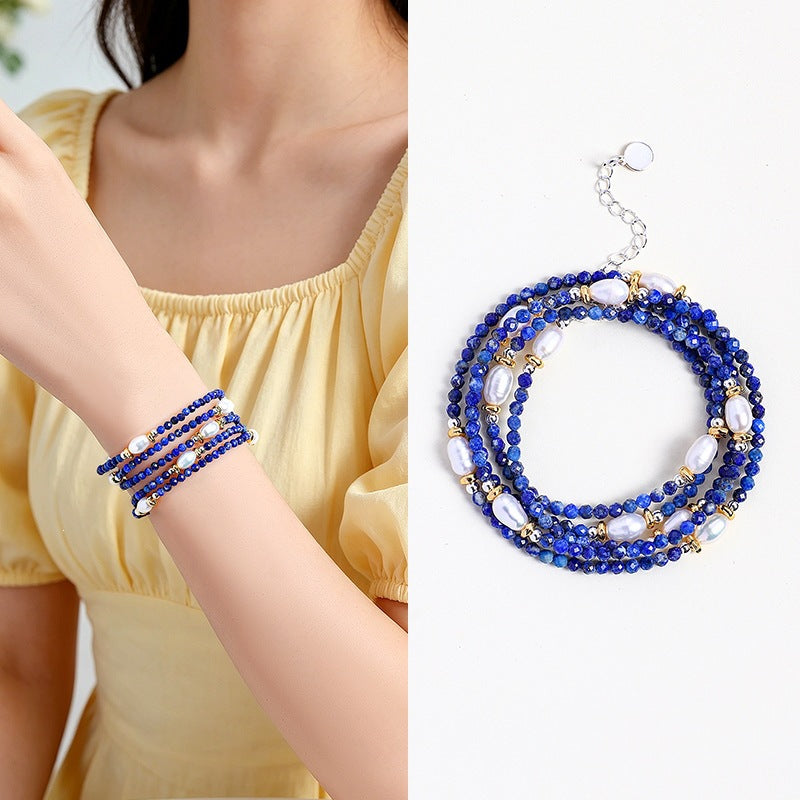 Freshwater Pearl Amethyst Lapis Lazuli Faceted Necklace