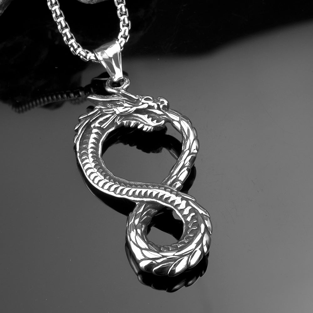 European And American Jewelry Wholesale Titanium Steel Men's Pendant Necklace Retro Dragon Design