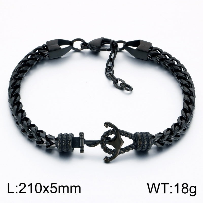 Punk Front & Back Chain Adjustable Bracelet Nautical Anchor Layered Keel Chain