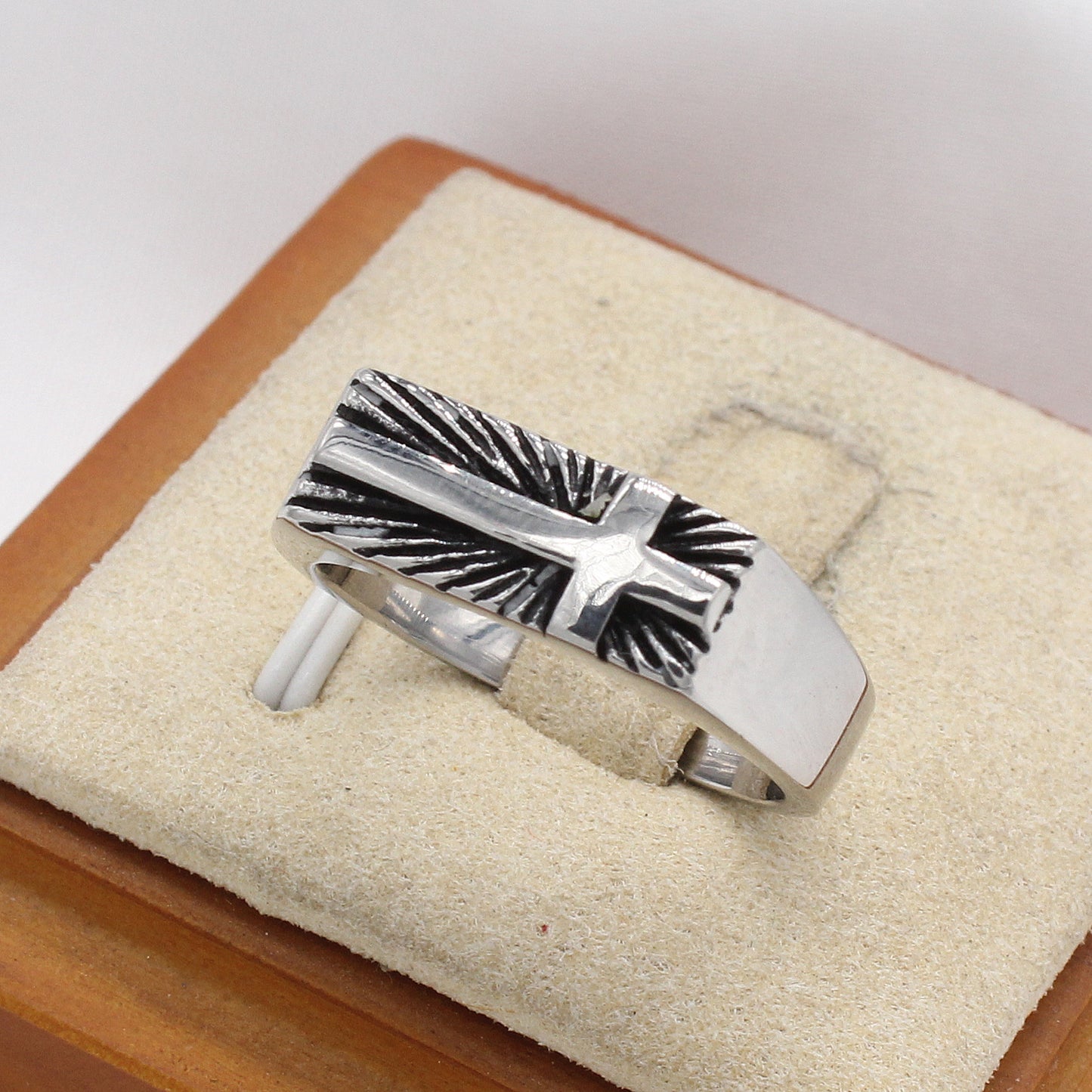 Planderful Jewelry Mens Retro Cross Ring Titanium Steel European American Style Size 7 8 9 10 11 12 13