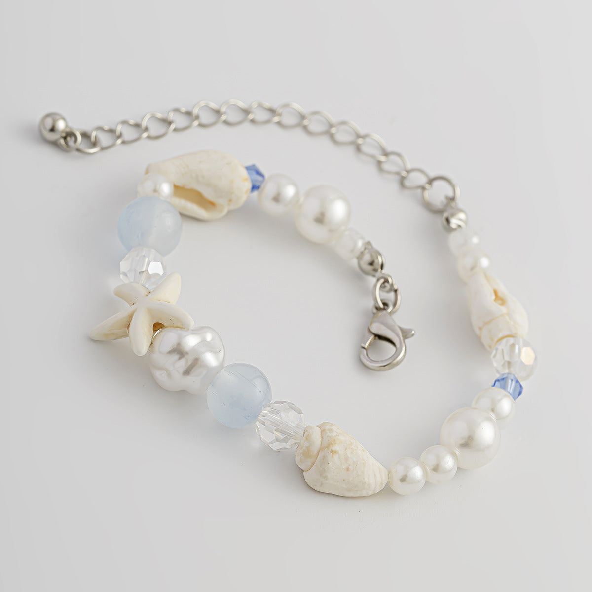Ocean Wind Shell Starfish Beaded Crystal Bracelet By Planderful Vienna Verve Collection For Women