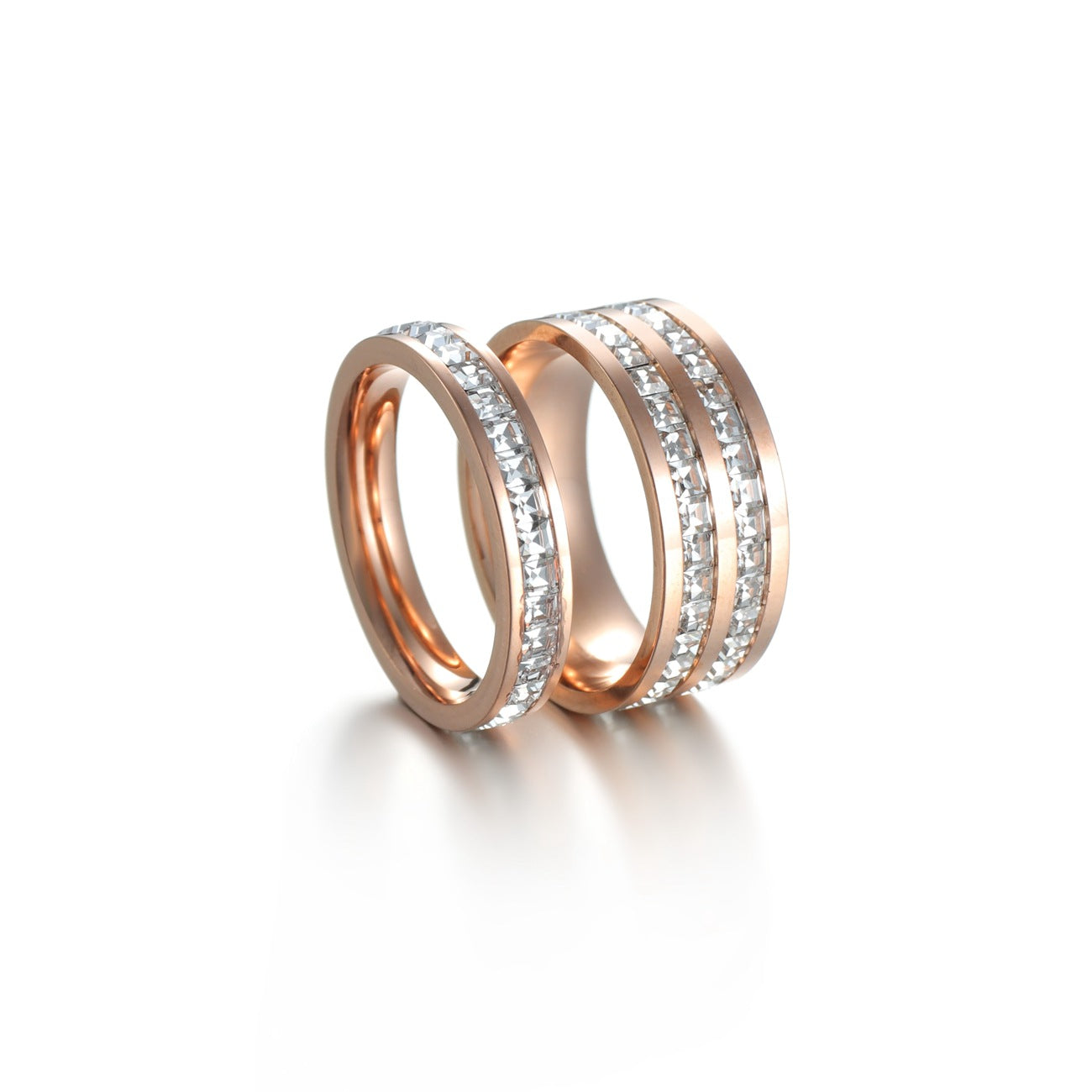 Planderful Everyday Genie Zircon Inlaid Gypsy Ring Stainless Steel Unisex Rose Gold Bold Statement