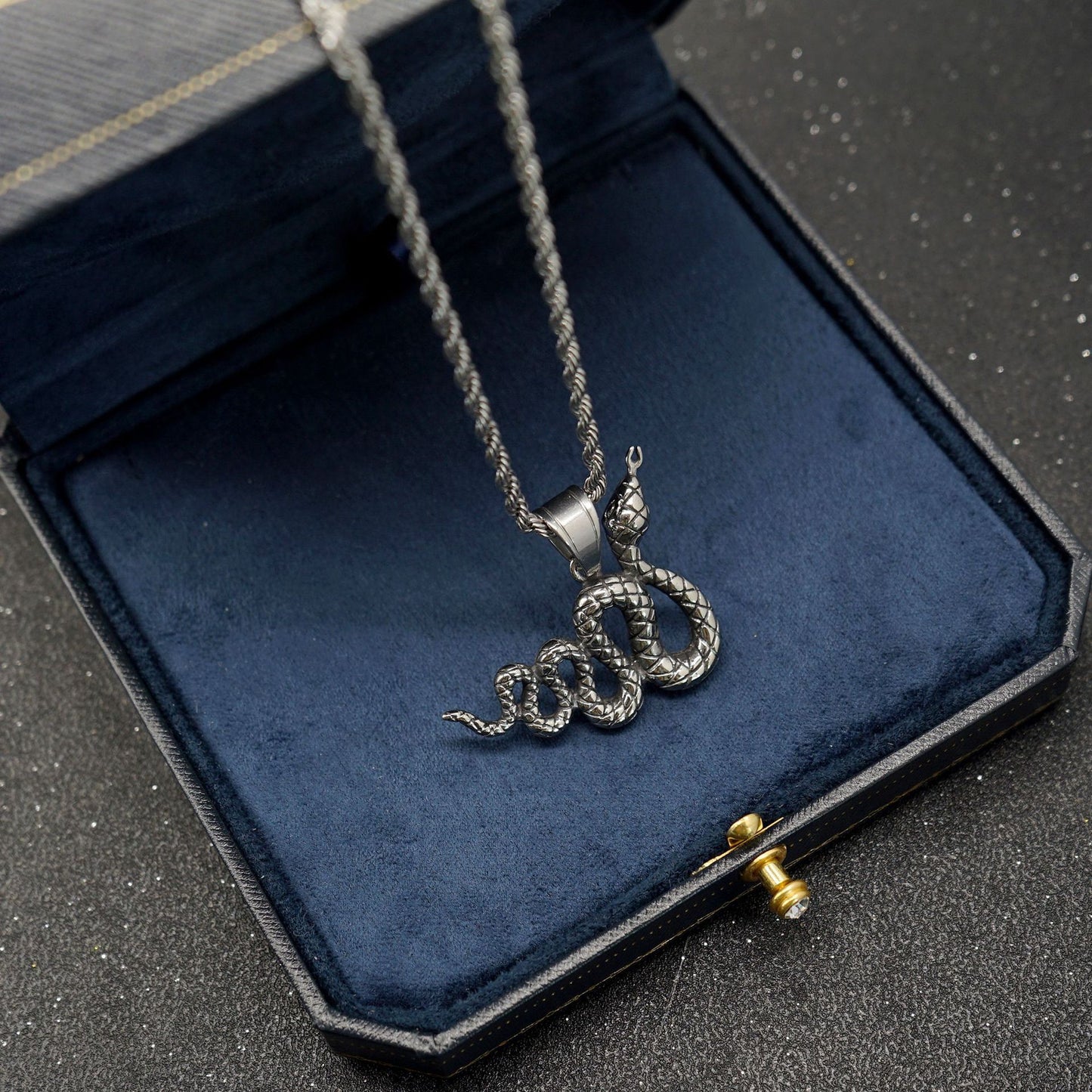 Steel Necklace – Vintage Snake Pendant Necklace