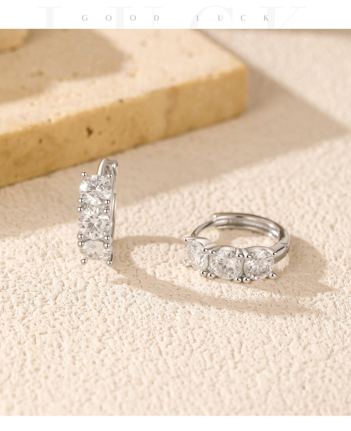 925 Sterling Silver Moissanite Ear Buckle Hoops