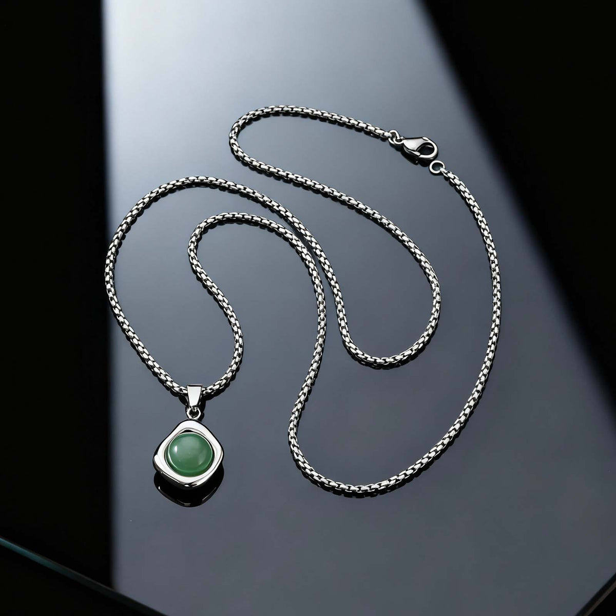 Stainless Steel Stone-Inlay Pendants — Chain Optional