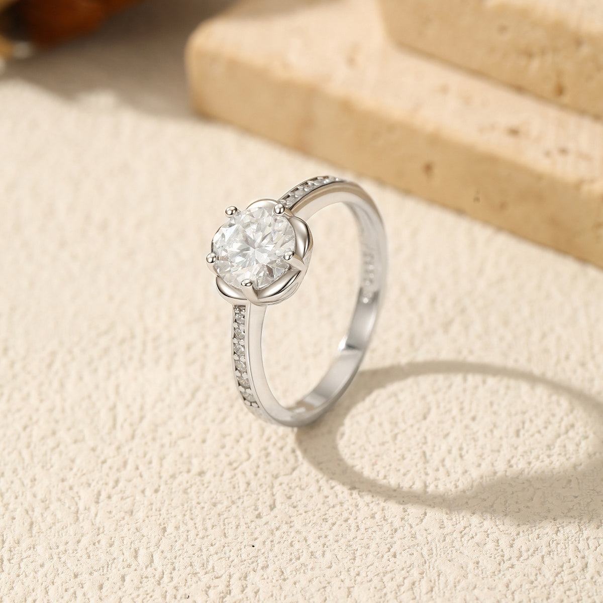 S925 Sterling Silver One-Carat Moissanite Statement Ring