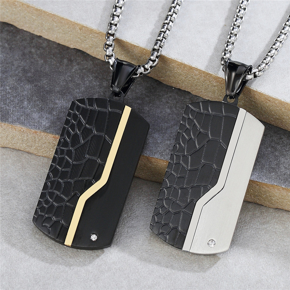 Planderful Titanium Steel Pendant for Men and Women Unisex Minimalist Military Style Statement Necklace