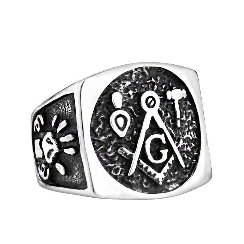 Custom Stainless Steel Masonic Ring for Men - European and American Jewelry