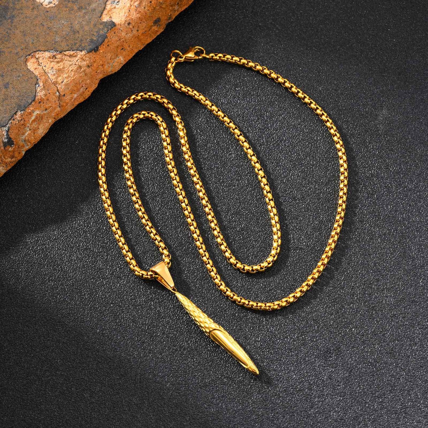 Planderful Black Stainless Steel Hammer Strip Pendant For Men