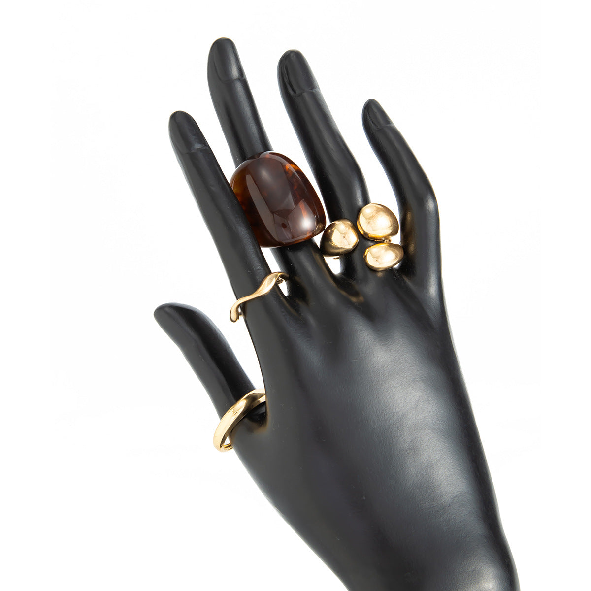 Planderful Geometric Landscape Ring Set With Resin Inlay Vienna Verve Collection Statement Jewelry For Women