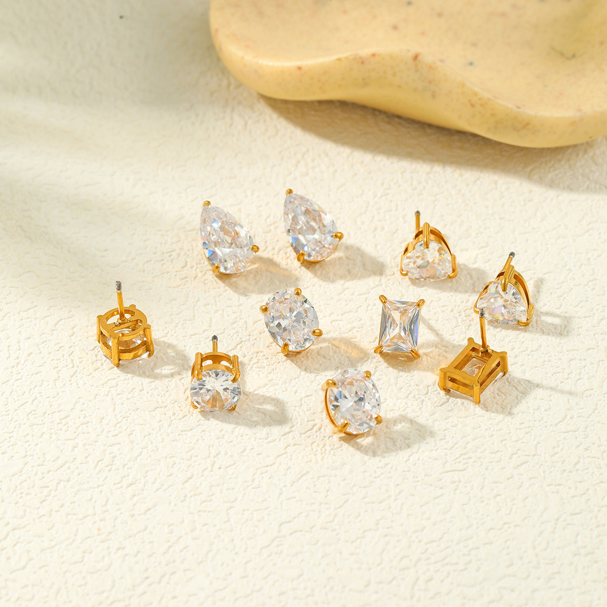 Planderful Vienna Verve Love Shaped Zircon Stainless Steel Stud Earrings For Daily Wear Fashion Lovers