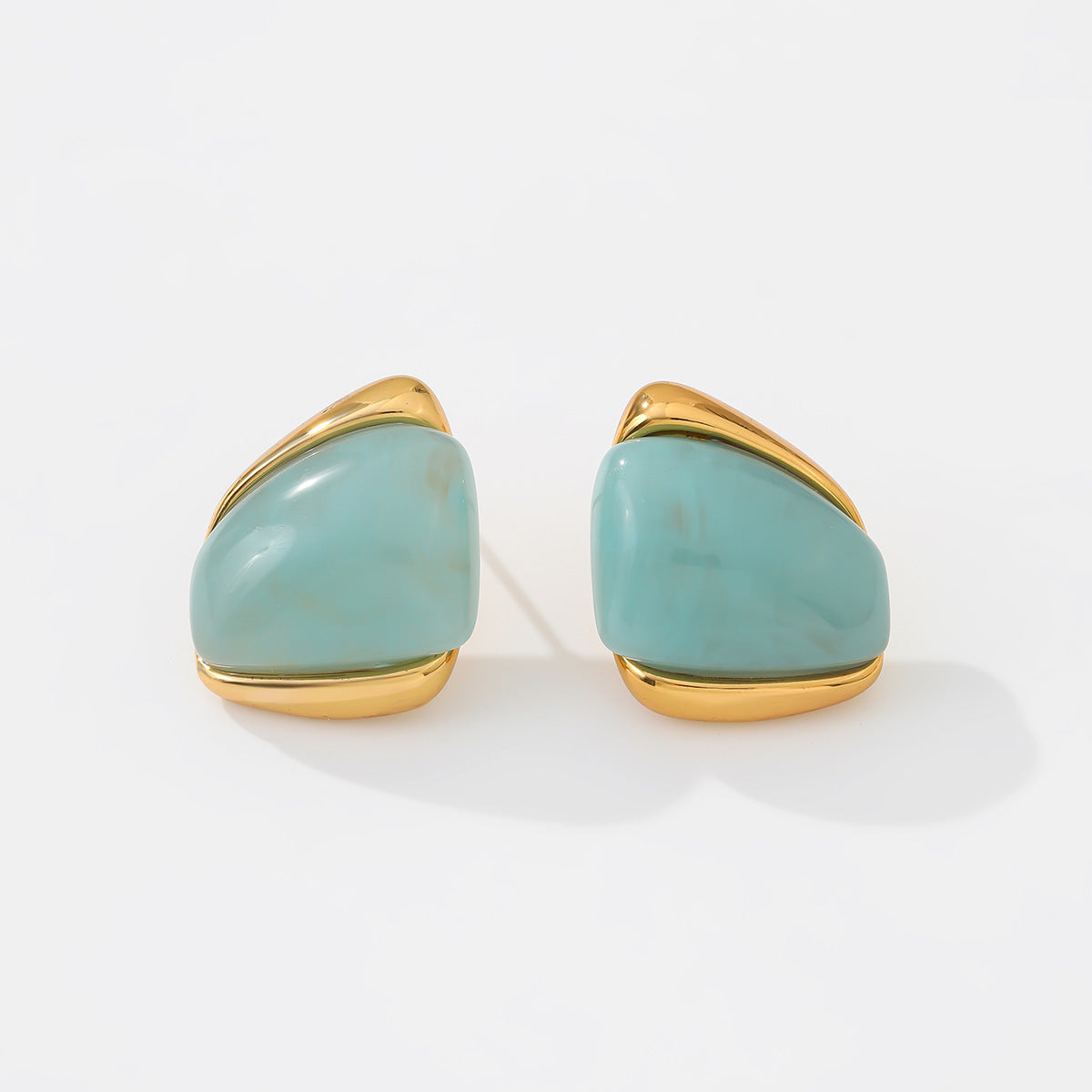 Planderful Vienna Verve Stainless Steel Stud Earrings Geometric Irregular Golden Edge Statement For Women