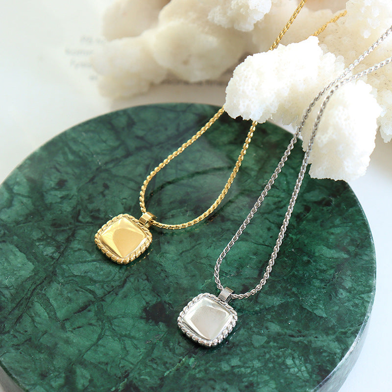 Geometric Square Threaded Titanium Steel Necklace - Korean Collection