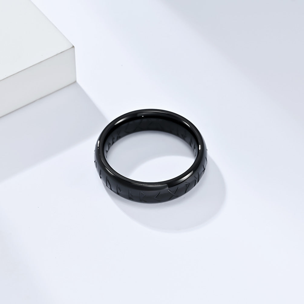 Nordic Viking Text Titanium Steel Ring for Men and Women