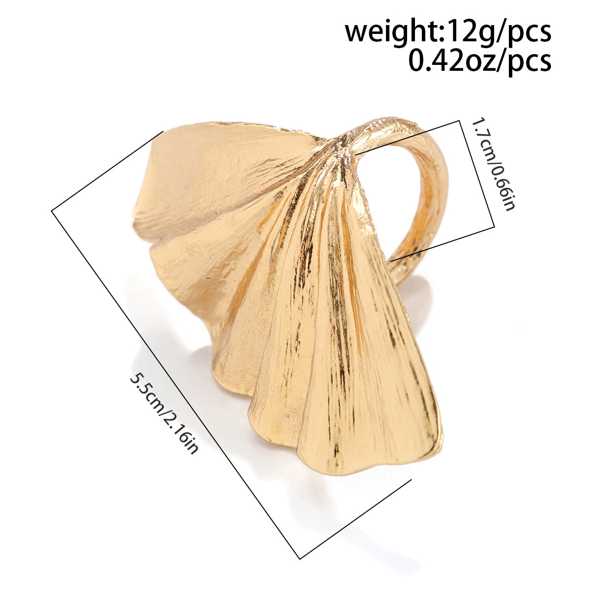 Ginkgo Biloba Ring For Women By Planderful Vienna Verve Textured Metal Alloy Leaf Statement Jewelry