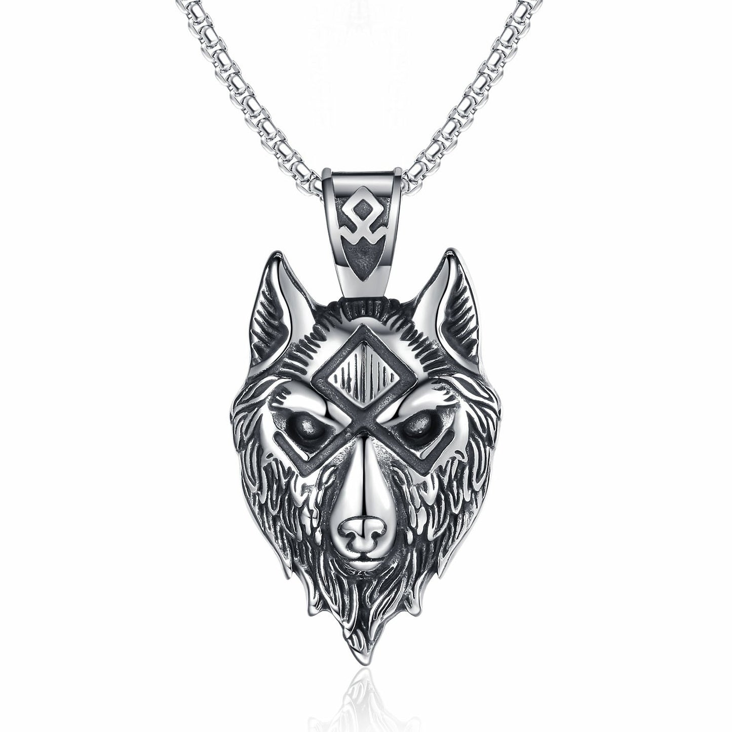 Steel Necklace – Vintage Viking Wolf Head