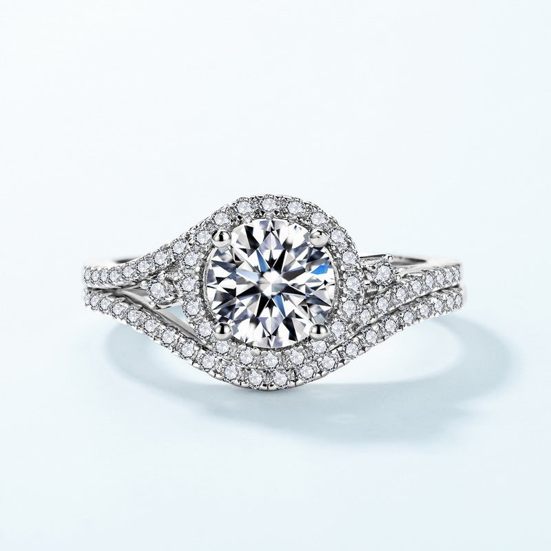 Planderful Stackable Moissanite Sterling Silver Ring – 6.5 × 6.5 mm, 1 ct – Style 2
