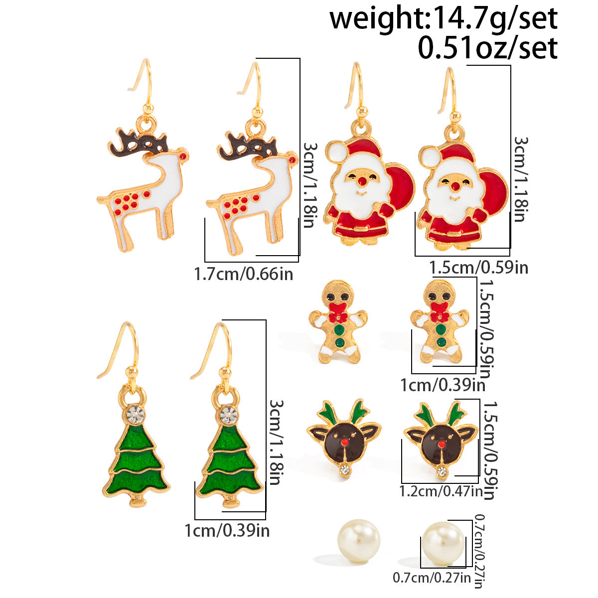 Planderful Christmas Snowflake Bell Earrings Set For Women Festive Pearl Elk Santa Cartoon Dripping Statement