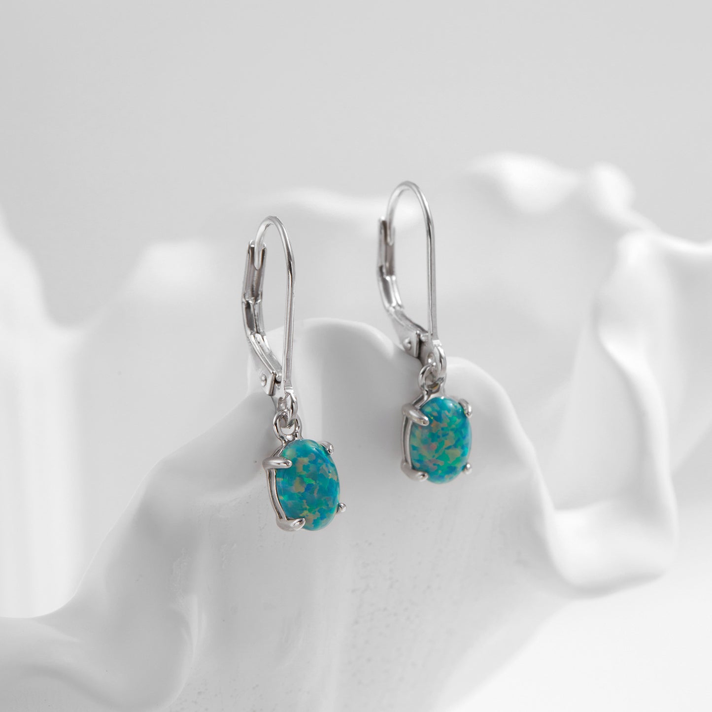 Planderful Everyday Genie Opal Earrings – Elegant Sterling Silver Design