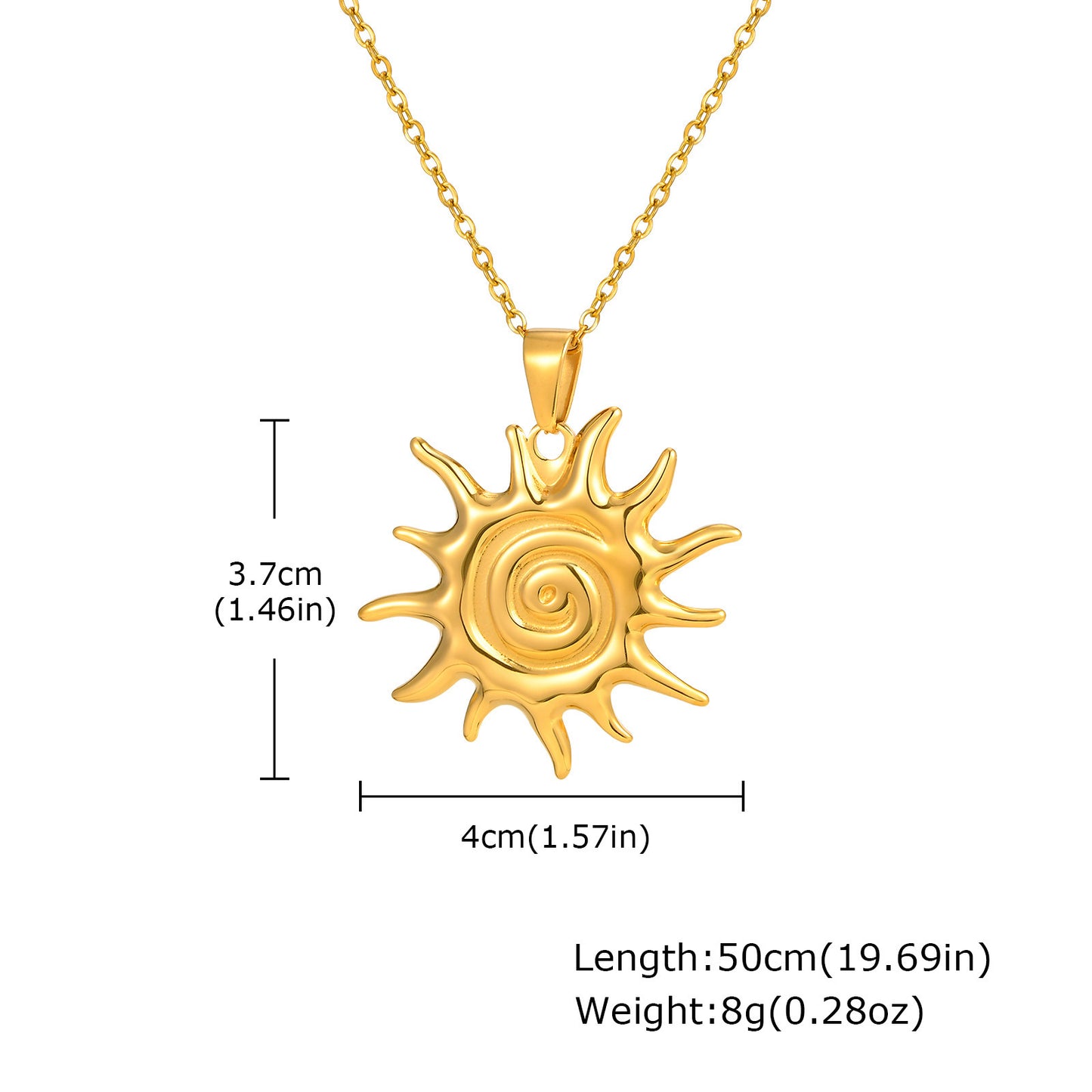Hot-Selling Wind Stainless Steel Gold Sun Pendant Necklace Casual Vacation Style Women