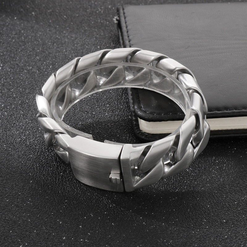 Men's Daily Casting Smooth Sand Men's Stainless Steel Cuban Chain Bracelet
