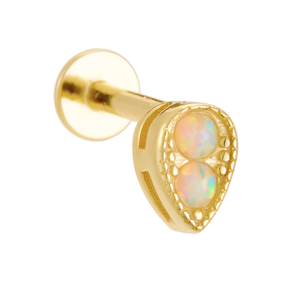 Planderful S925 Sterling Silver Opal Earrings Geometric Water Drop Design For Women