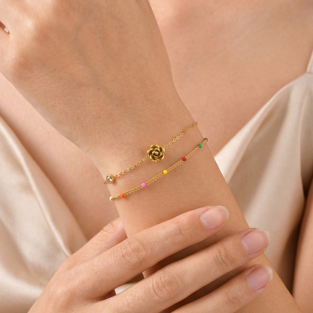 Flower Zircon Stainless Steel Bracelet