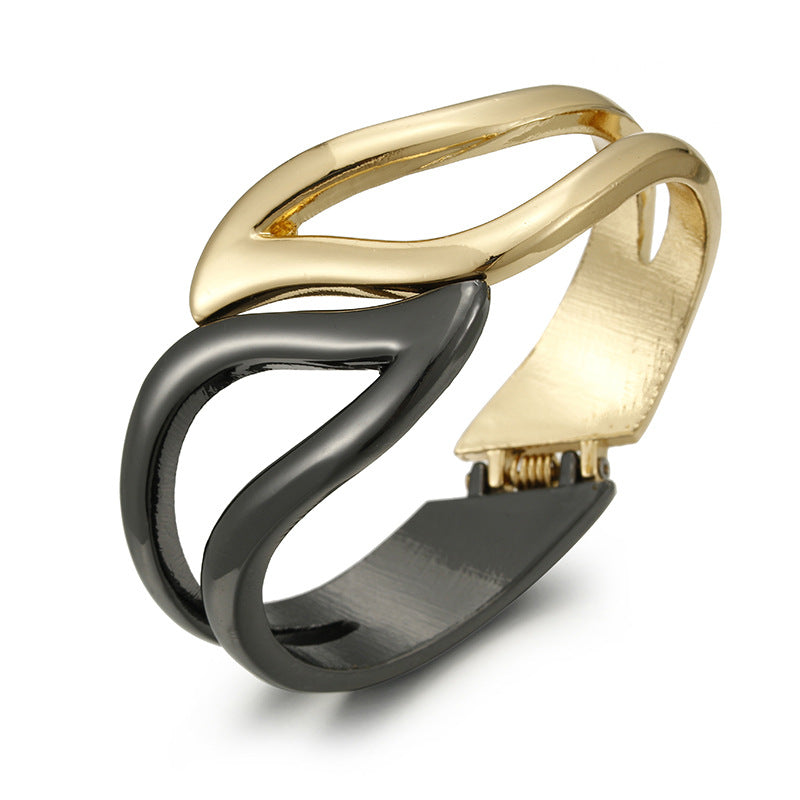 Golden Greek Inspired Bracelet with Unique Zinc Alloy Clasp - Trendy Fashion Statement Piece