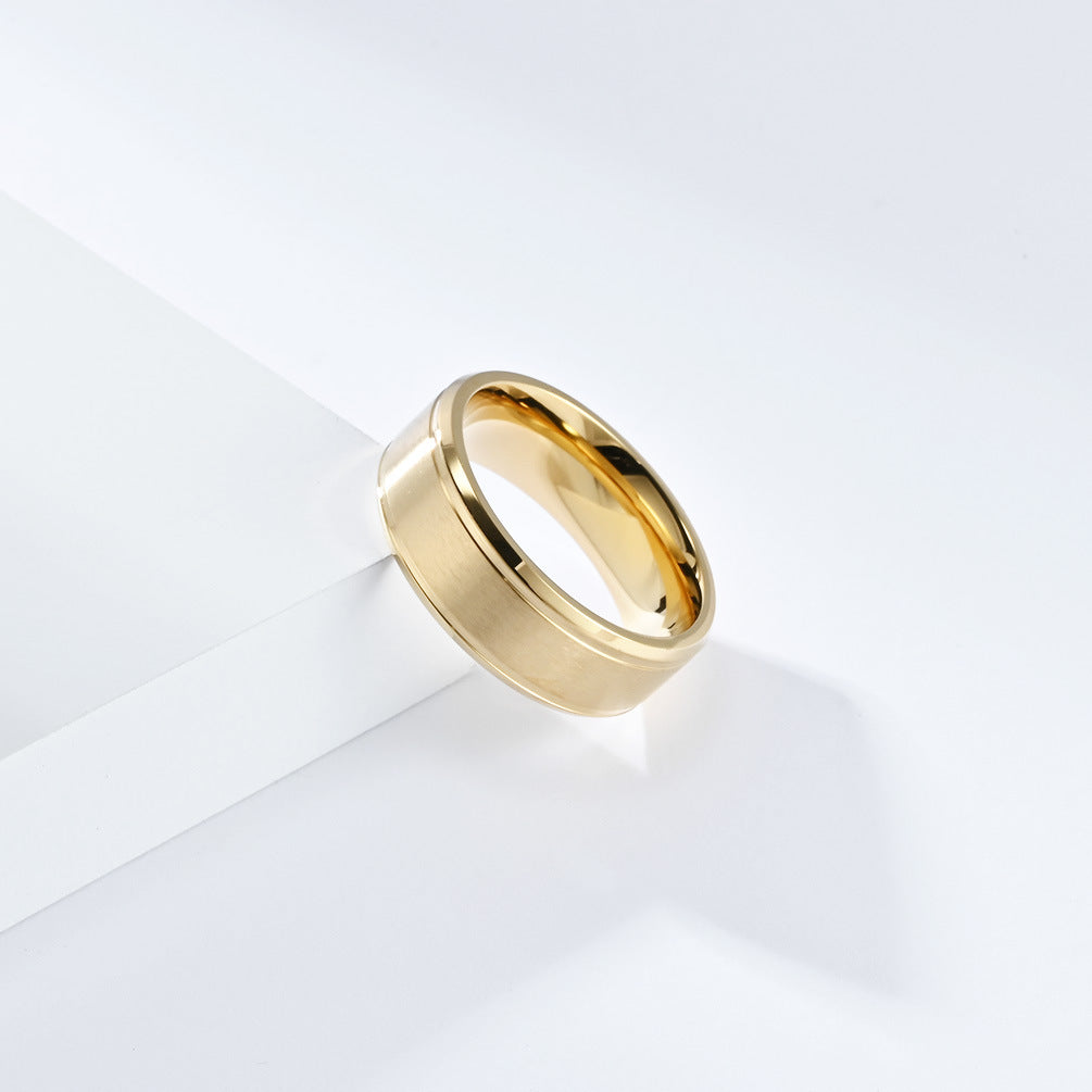 Cold Wind Matte Brushed Titanium Steel Ring for Men Women