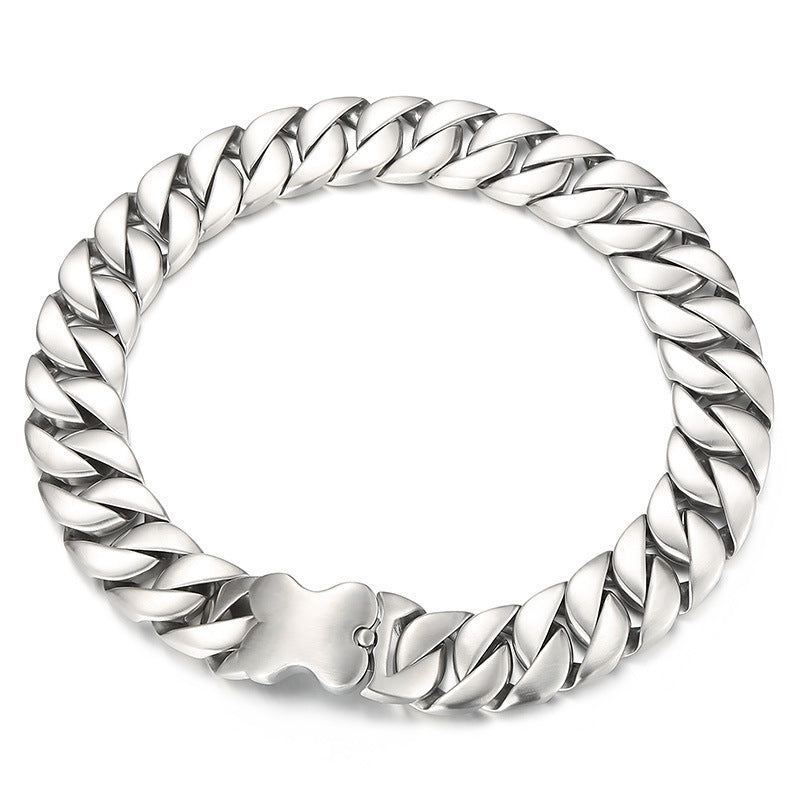 Trend Bone Buckle Necklace Decoration, Simple And Encrypted Sand Surface Cuban Chain Titanium