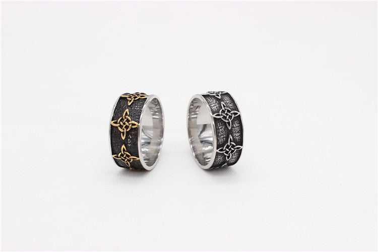 Planderful Unisex Celtic Pattern Ring Titanium Steel Retro Bold Timeless Statement Jewelry