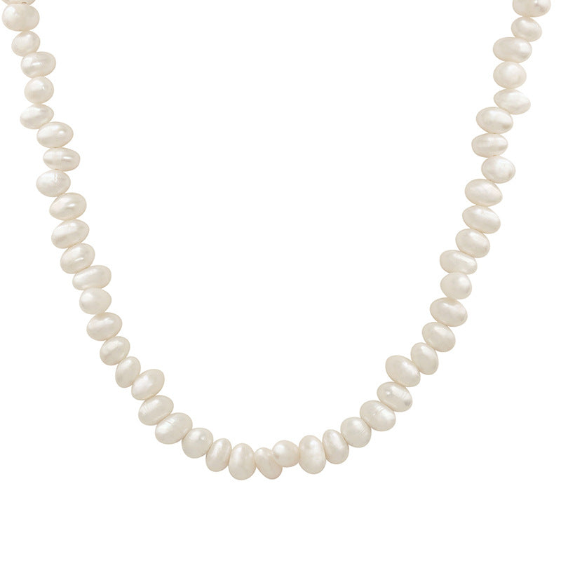 Elegant Irregular Freshwater Pearl Collar Necklace with French Flair