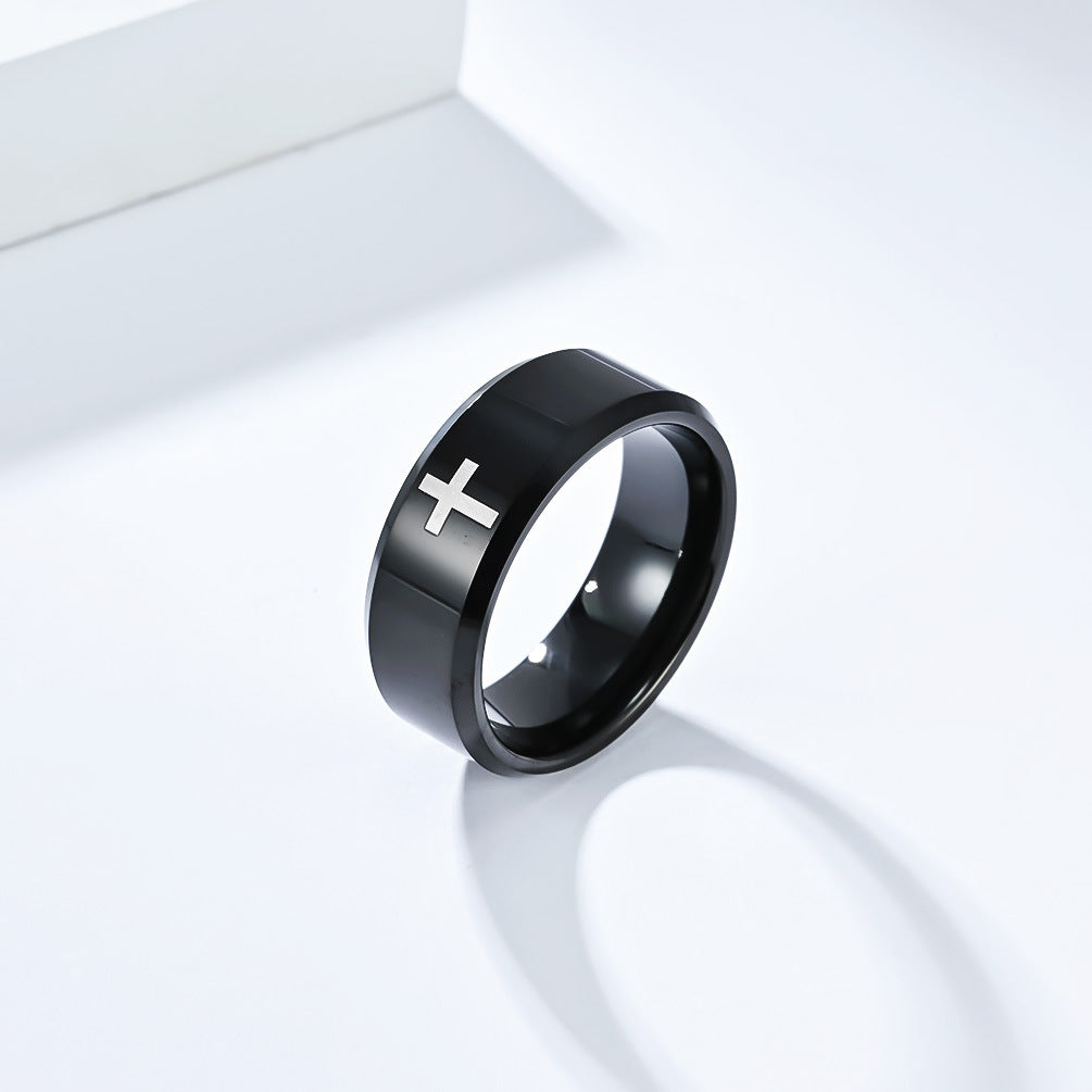 Planderful Laser Cross Tungsten Ring For Men And Women Couple Wedding Band Premium