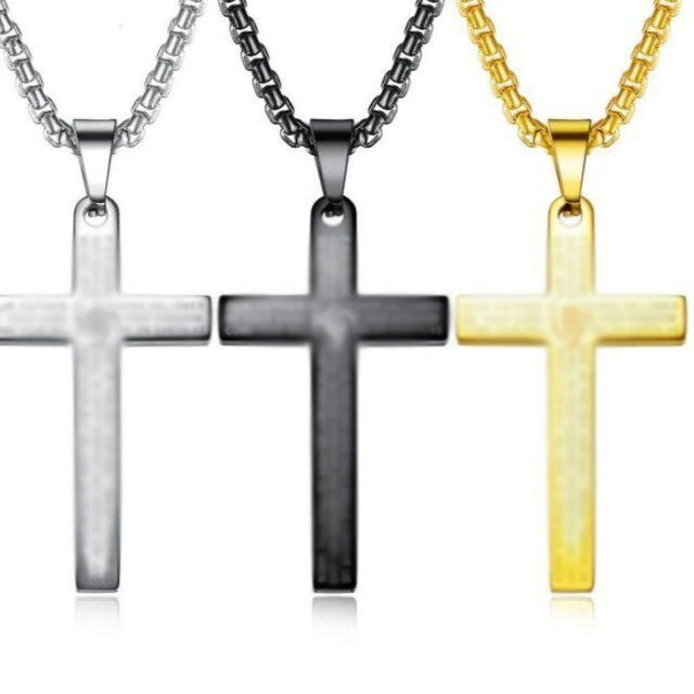 1. Planderful Stainless Steel Cross Necklace Unisex Hip Hop Jewelry Pendant Gift for Him or Her