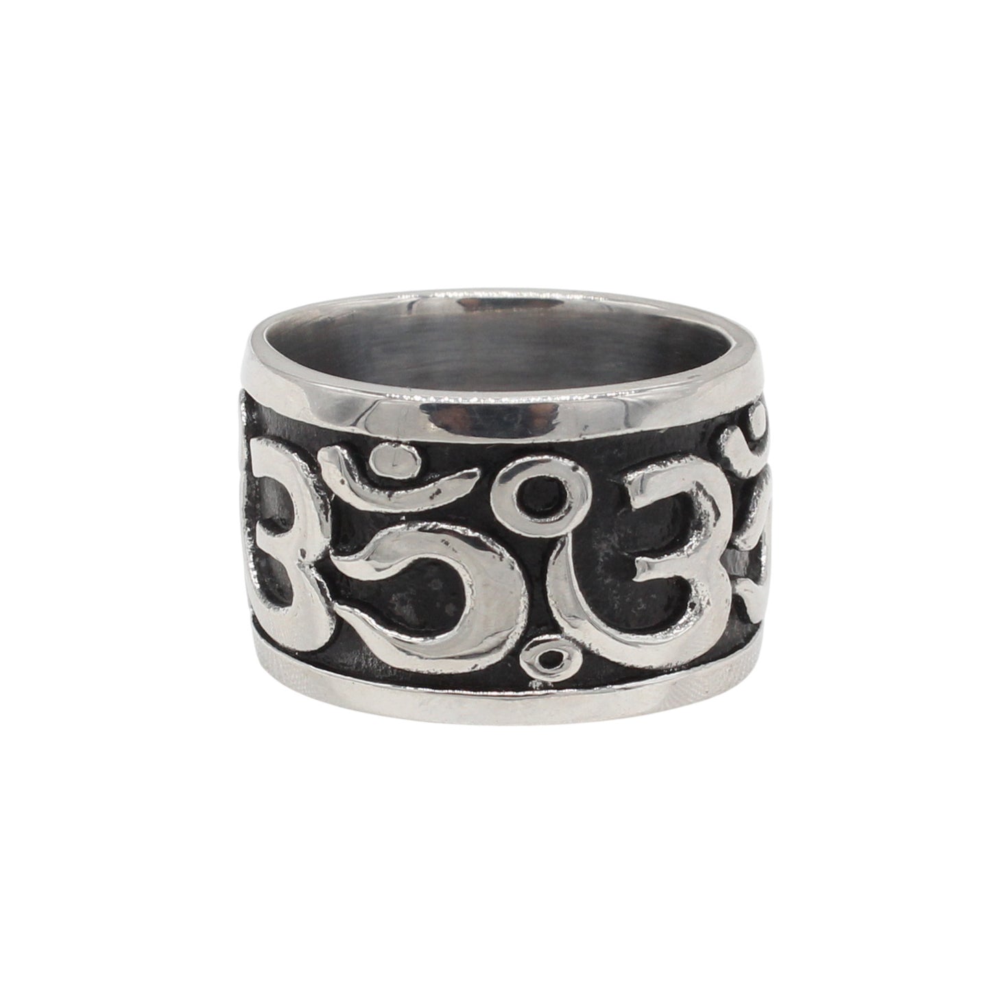 Planderful Everyday Genie – European and American Retro Six-Character Mantra Men's Titanium Steel Ring