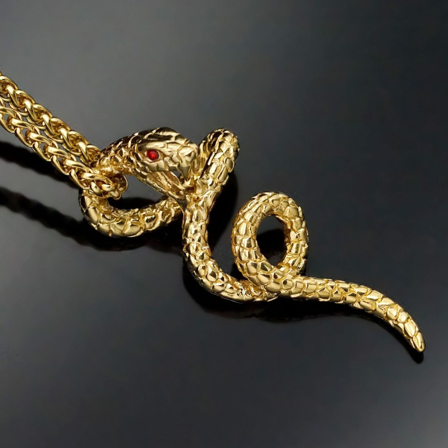 Planderful Snake Pendant Stainless Steel Gold Plated Unisex Necklace For Urban Hip Hop Fans Statement Jewelry