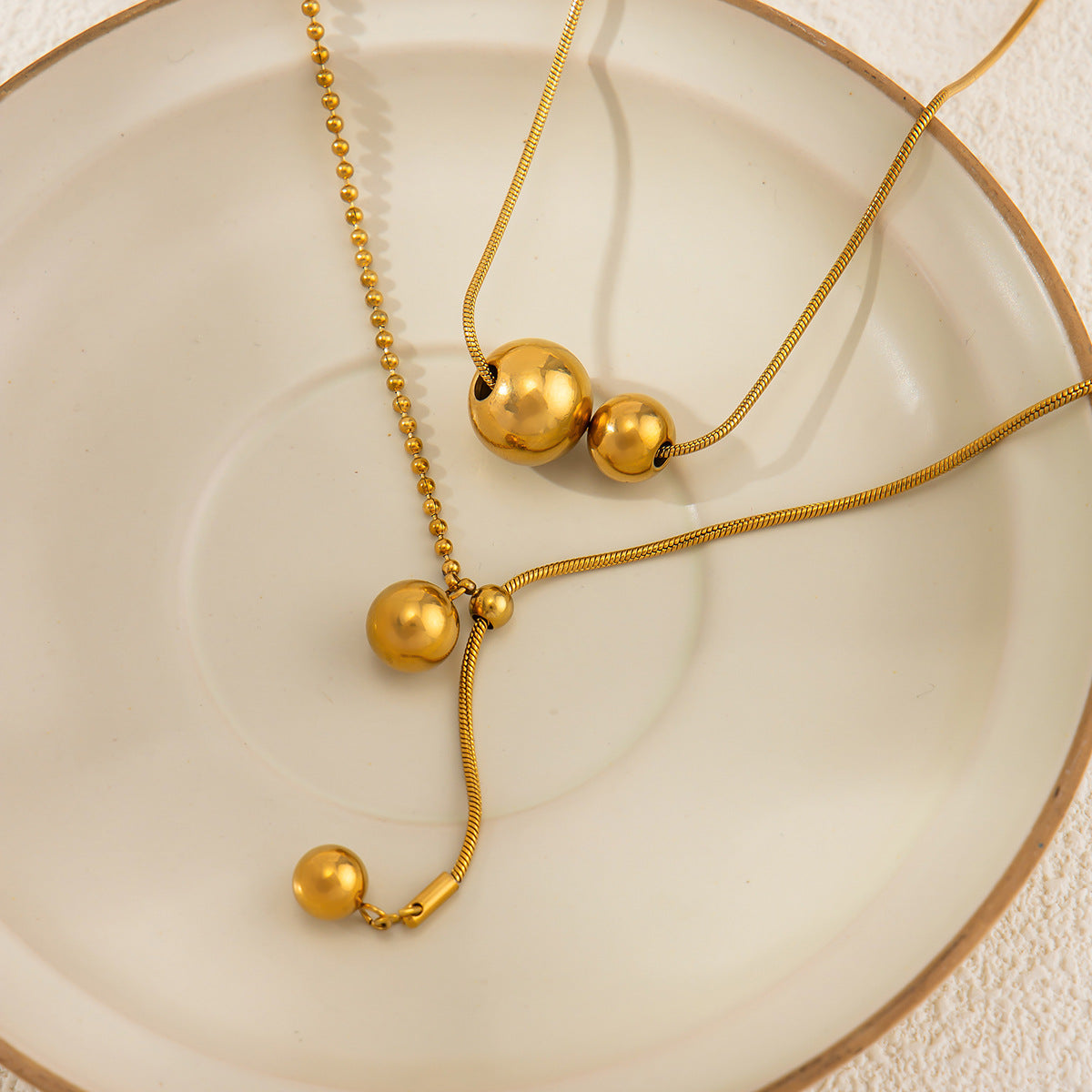 Adjustable Round Bead Snake Chain Necklace