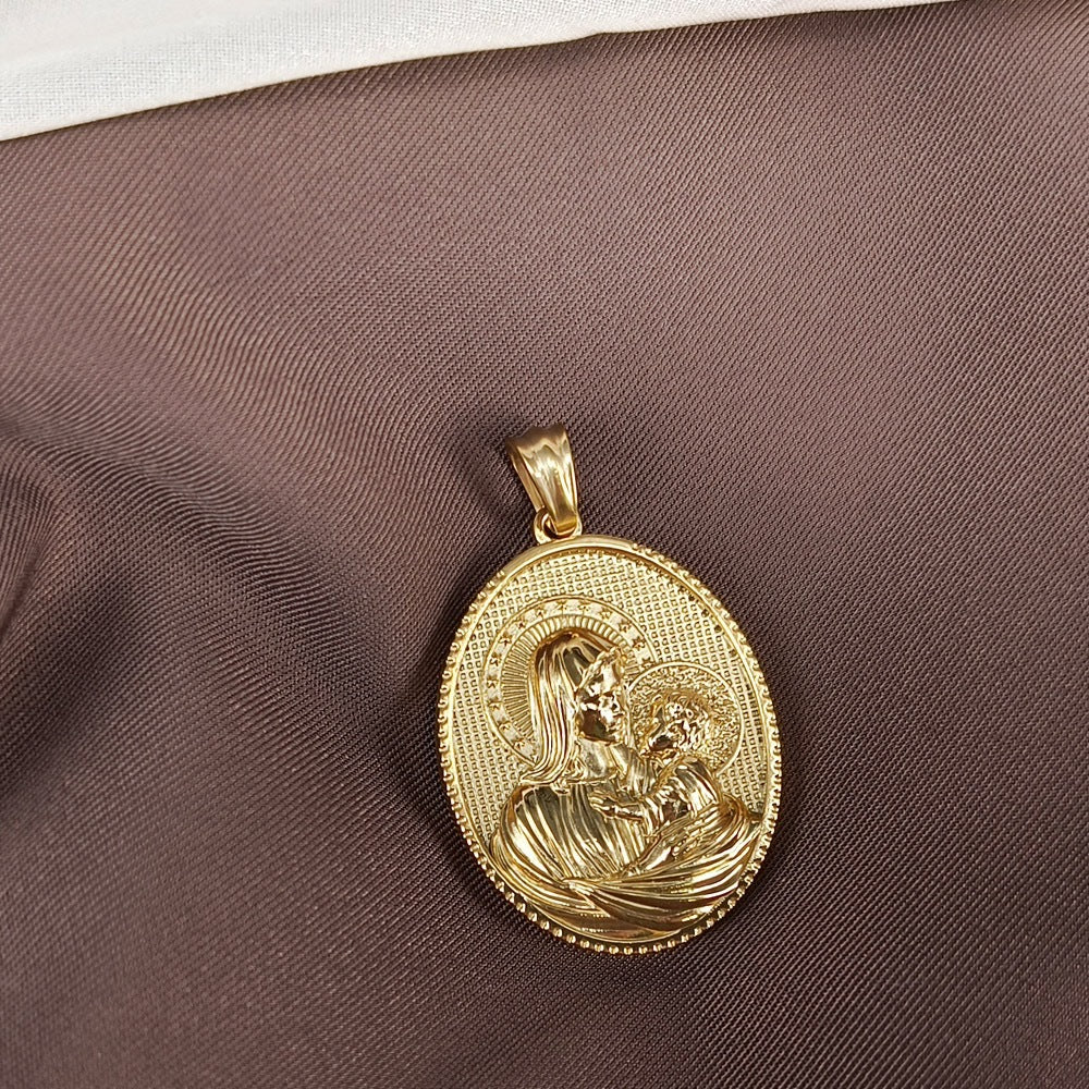 Planderful Unisex Stainless Steel Necklace With 3D Relief Pendant Retro European American Style