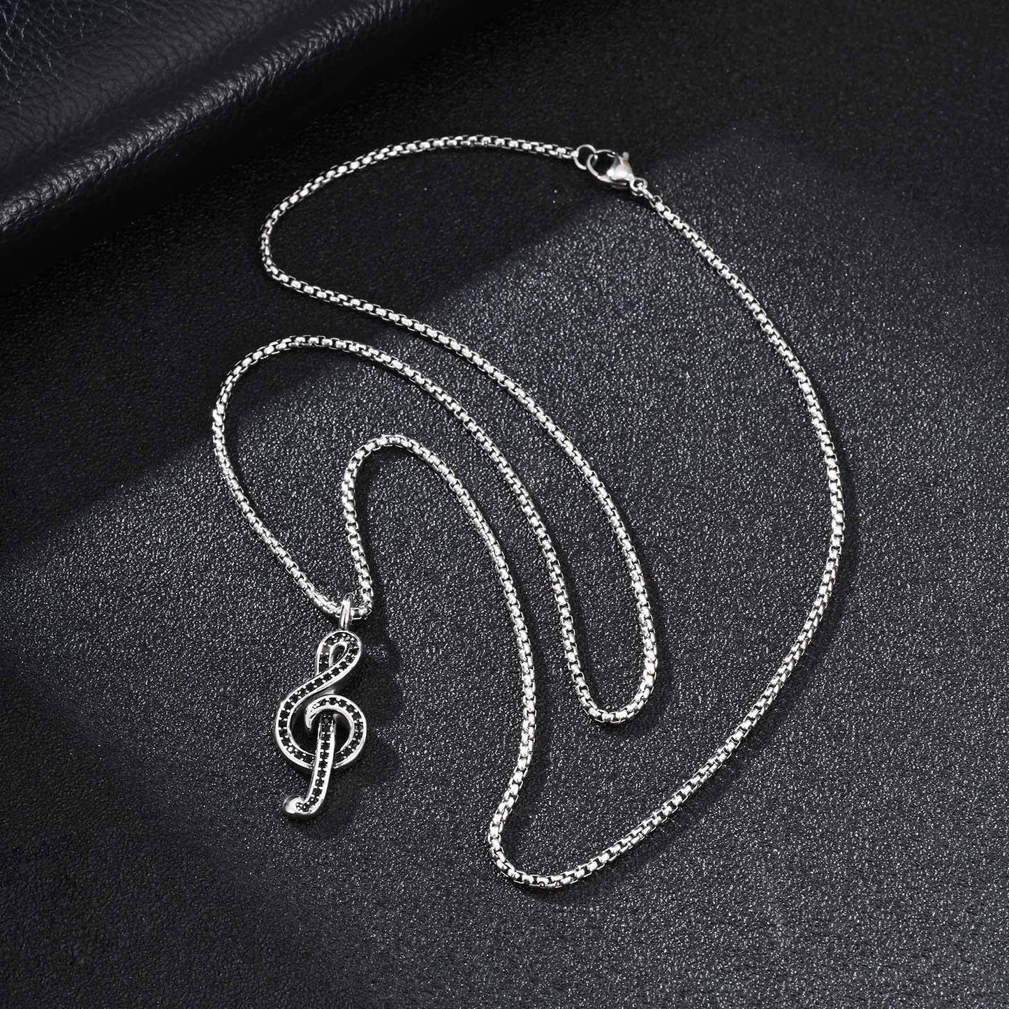 Planderful Music Note Necklace Unisex Zircon Pendant