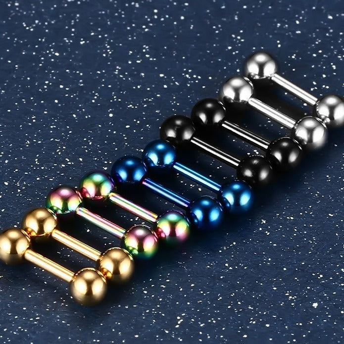 Stainless Steel Ball-End Barbell Earrings — Single