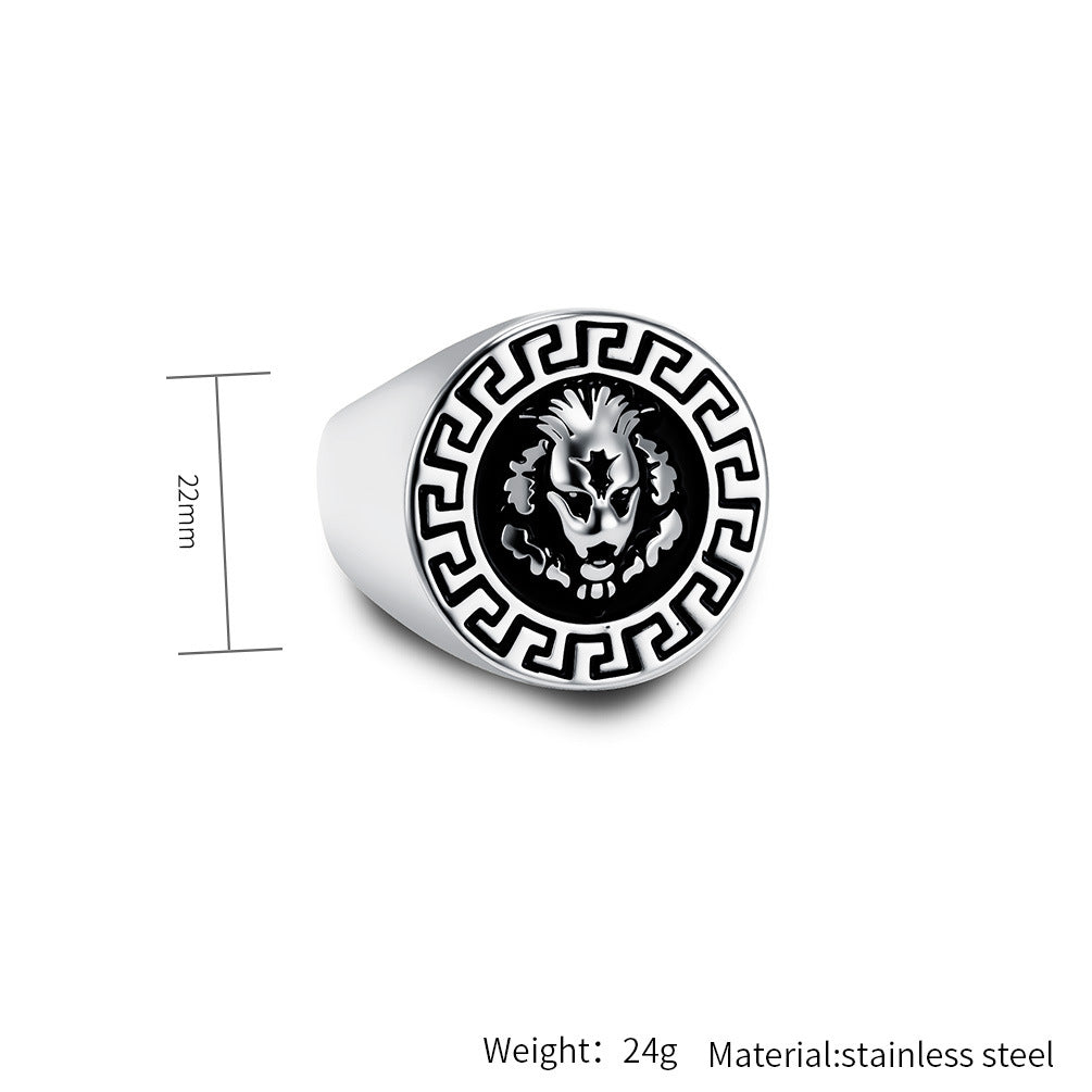 Planderful Lion Head Titanium Steel Ring For Men Unisex Hip Hop Punk Style Exclusive Everyday Genie Design