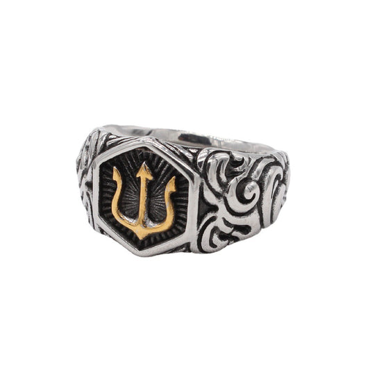 Online Celebrity Boyfriend Trident Titanium Ring for Wholesale Foreign Trade Jewelry Personality Retro