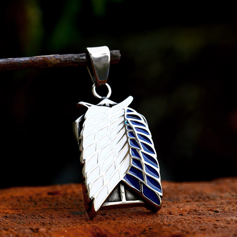 Retro Stainless Steel Wings of Freedom Pendant Jewelry for Men, European and American Style
